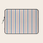 Cottage Stripes Double Stripe Pattern in Pastel Blue Pink Cream Laptop Sleeve Gallery Image 1