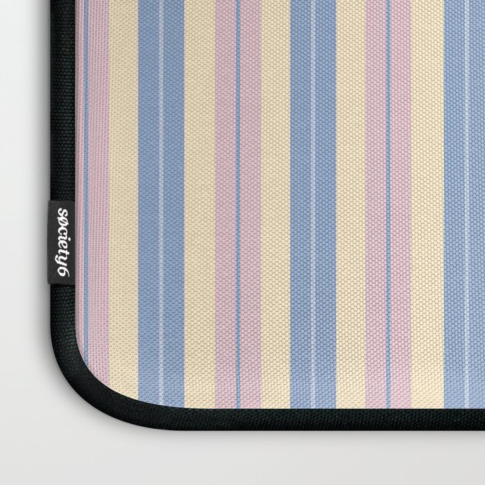Cottage Stripes Double Stripe Pattern in Pastel Blue Pink Cream Laptop Sleeve Gallery Image 3