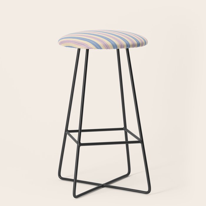 Cottage Stripes Double Stripe Pattern in Pastel Blue Pink Cream Stool Gallery Image 1