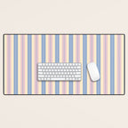 Cottage Stripes Double Stripe Pattern in Pastel Blue Pink Cream Desk Mat Gallery Image 1