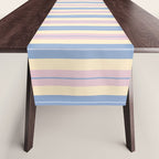 Cottage Stripes Double Stripe Pattern in Pastel Blue Pink Cream Table Runner Gallery Image 1