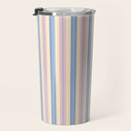 Cottage Stripes Double Stripe Pattern in Pastel Blue Pink Cream Travel Mug Gallery Image 3