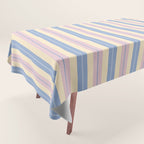 Cottage Stripes Double Stripe Pattern in Pastel Blue Pink Cream Tablecloth Gallery Image 1