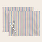 Cottage Stripes Double Stripe Pattern in Pastel Blue Pink Cream Placemat Gallery Image 1