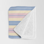 Cottage Stripes Double Stripe Pattern in Pastel Blue Pink Cream Throw Blanket Gallery Image 3