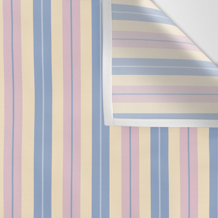 Cottage Stripes Double Stripe Pattern in Pastel Blue Pink Cream Wall Tapestry Gallery Image 3