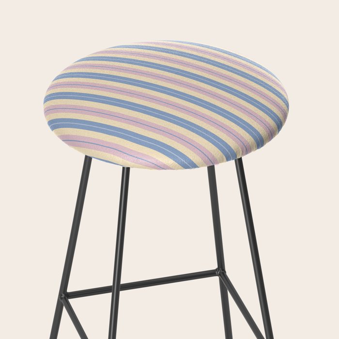 Cottage Stripes Double Stripe Pattern in Pastel Blue Pink Cream Stool Gallery Image 2