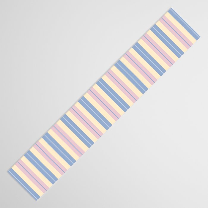 Cottage Stripes Double Stripe Pattern in Pastel Blue Pink Cream Table Runner Gallery Image 3