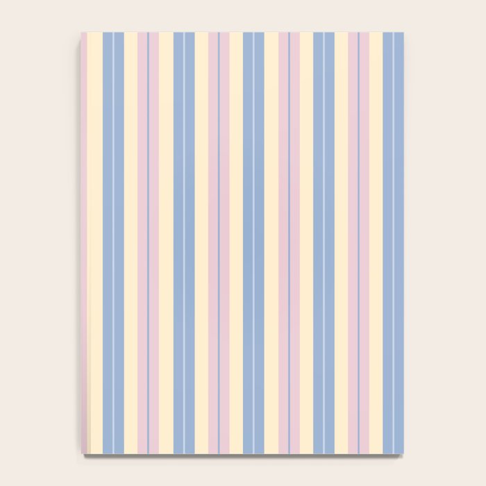 Cottage Stripes Double Stripe Pattern in Pastel Blue Pink Cream Notebook Gallery Image 4