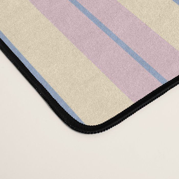 Cottage Stripes Double Stripe Pattern in Pastel Blue Pink Cream Desk Mat Gallery Image 4