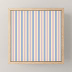Cottage Stripes Double Stripe Pattern in Pastel Blue Pink Cream Mini Art Print Gallery Image 1