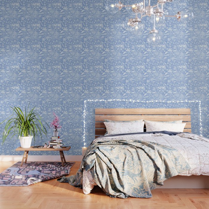 Coastal Daydreams Blue & White Ocean Collage Pattern Wallpaper Gallery Image 3