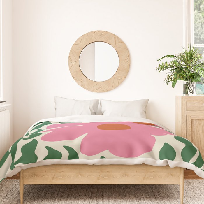Fun Fern and pink poppy  Duvet Cover Gallery Image 3