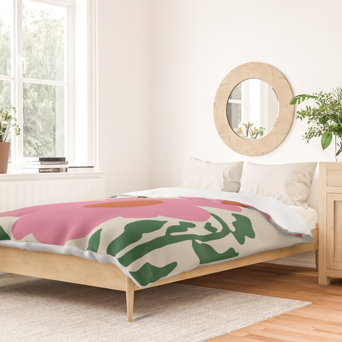 Fun Fern and pink poppy  Duvet Cover Gallery Image 2