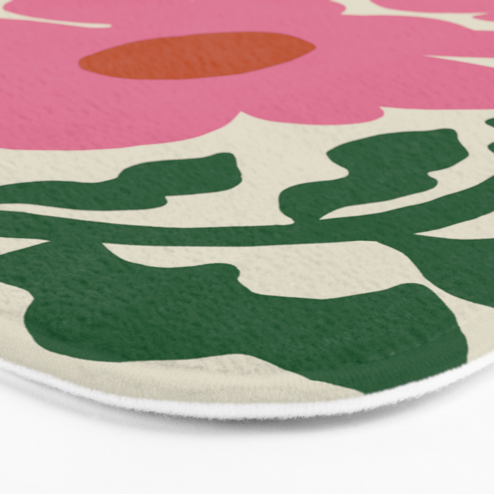 Fun Fern and pink poppy  Bath Mat Gallery Image 3