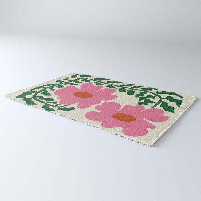 Fun Fern and pink poppy  Rug Gallery Image 3