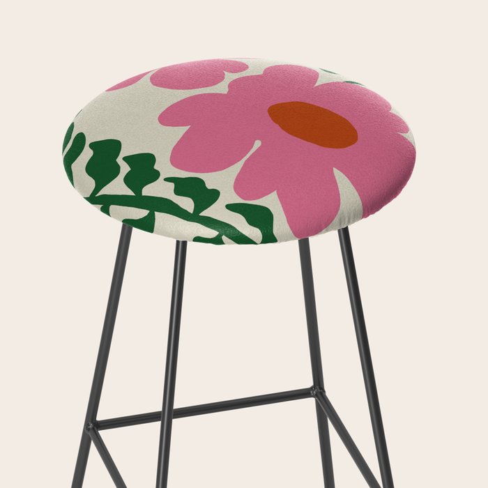 Fun Fern and pink poppy  Stool Gallery Image 2