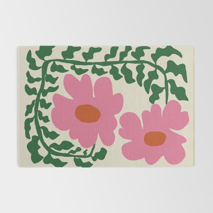 Fun Fern and pink poppy  Rug Gallery Image 2