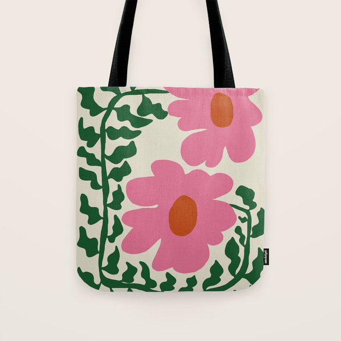 Fun Fern and pink poppy  Tote Bag Gallery Image 1