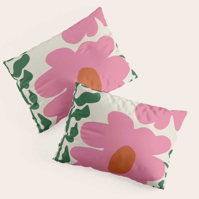 Fun Fern and pink poppy  Pillow Sham Gallery Image 1