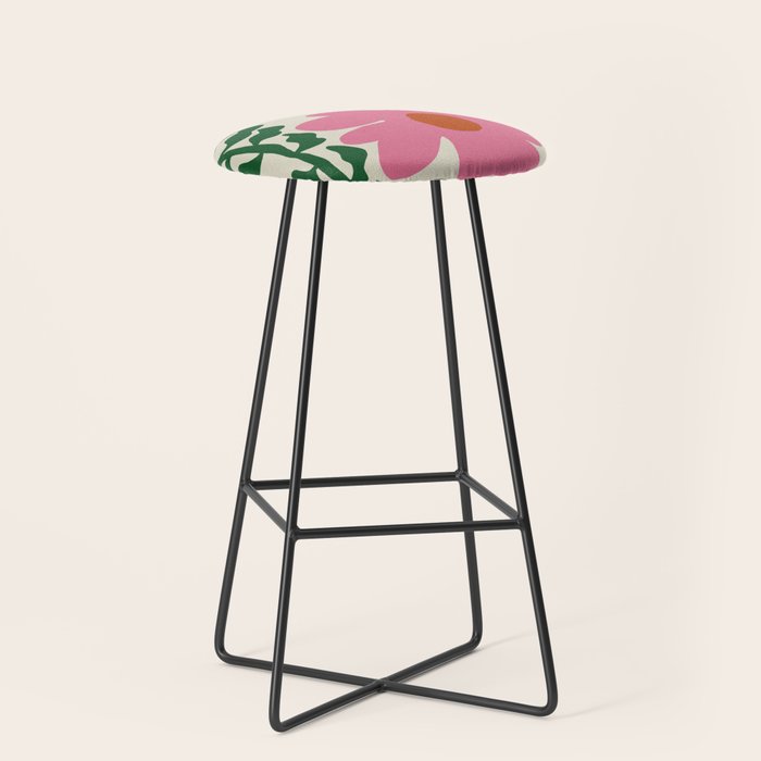 Fun Fern and pink poppy  Stool Gallery Image 1