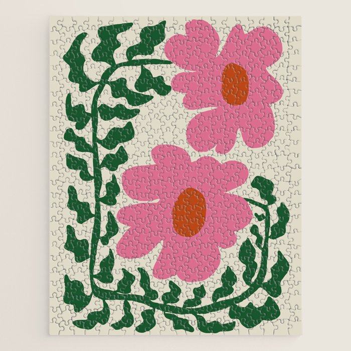 Fun Fern and pink poppy  Jigsaw Puzzle Gallery Image 1