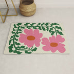 Fun Fern and pink poppy  Rug Gallery Image 1