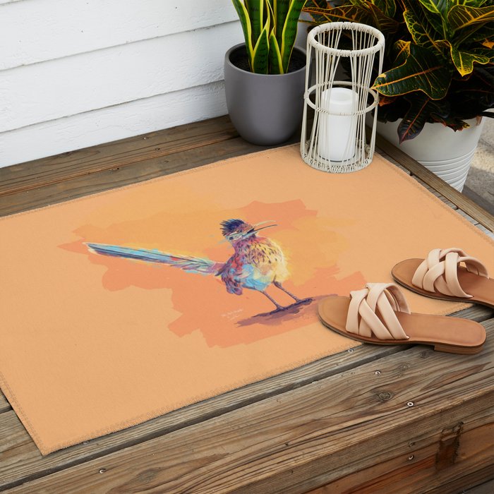 Desert Song - Roadrunner Illustration Outdoor Rug Gallery Image 2