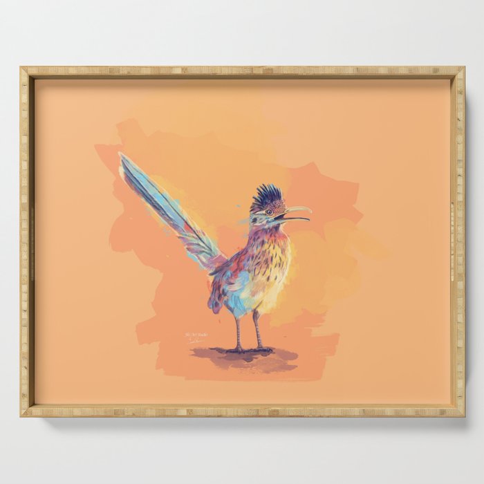 Desert Song - Roadrunner Illustration Serving Tray Gallery Image 1