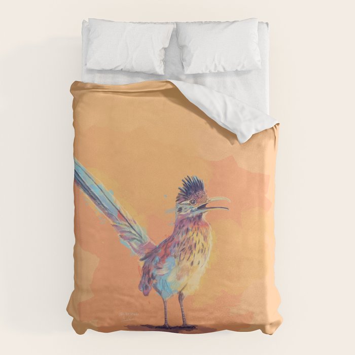 Desert Song - Roadrunner Illustration Duvet Cover Gallery Image 1