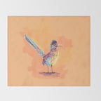 Desert Song - Roadrunner Illustration Throw Blanket Gallery Image 2