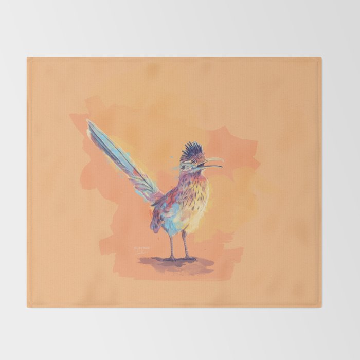 Desert Song - Roadrunner Illustration Throw Blanket Gallery Image 2