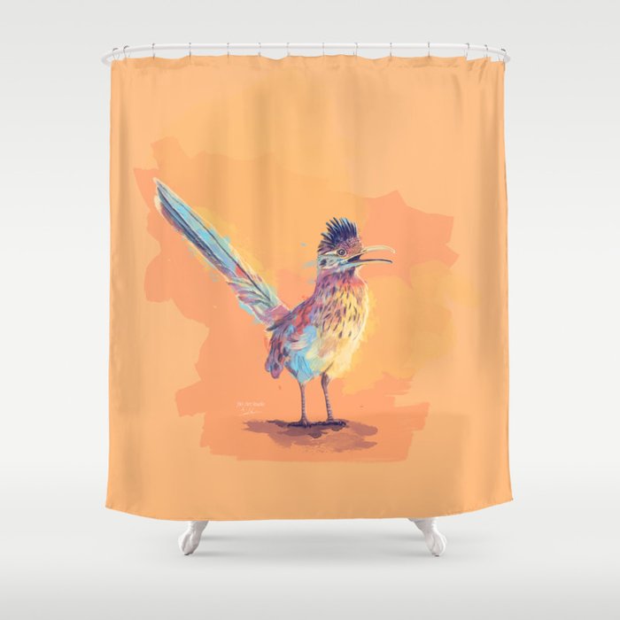 Desert Song - Roadrunner Illustration Shower Curtain Gallery Image 1