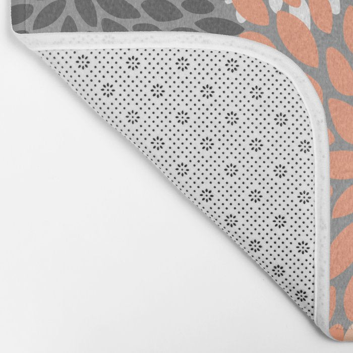 Floral Pattern, Coral, Gray, White Bath Mat Gallery Image 2