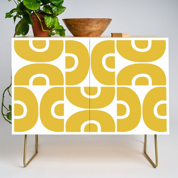 Mid Century Modern Abstract Pattern 7721 Mustard Yellow Credenza Gallery Image 1