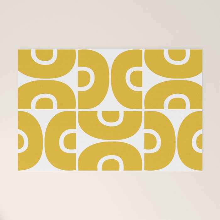 Mid Century Modern Abstract Pattern 7721 Mustard Yellow Welcome Mat Gallery Image 1