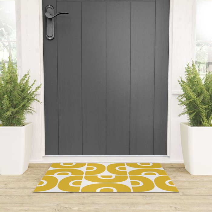 Mid Century Modern Abstract Pattern 7721 Mustard Yellow Welcome Mat Gallery Image 3