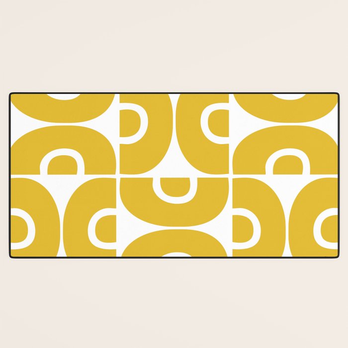 Mid Century Modern Abstract Pattern 7721 Mustard Yellow Desk Mat Gallery Image 3