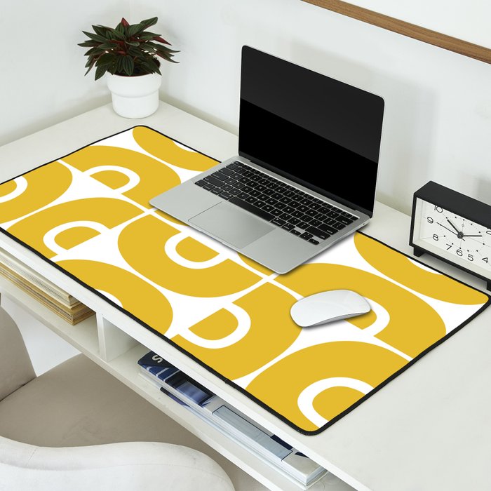 Mid Century Modern Abstract Pattern 7721 Mustard Yellow Desk Mat Gallery Image 2