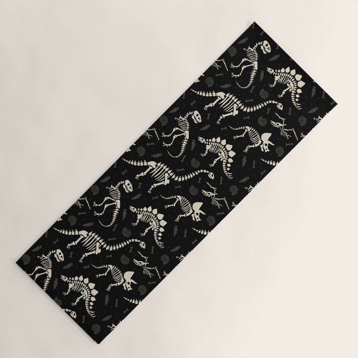 Dinosaur Fossils on Black Yoga Mat Gallery Image 1