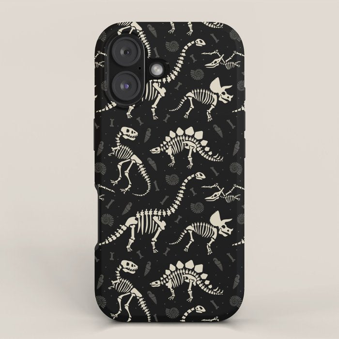 Dinosaur Fossils on Black iPhone Case Gallery Image 1