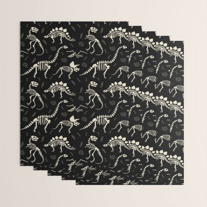 Dinosaur Fossils on Black Wrapping Paper Gallery Image 3