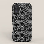Abstract black and white line doodle pattern iPhone Case Gallery Image 1