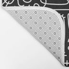 Abstract black and white line doodle pattern Bath Mat Gallery Image 2