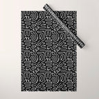 Abstract black and white line doodle pattern Wrapping Paper Gallery Image 1