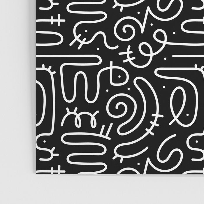 Abstract black and white line doodle pattern Poster Gallery Image 3