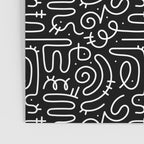 Abstract black and white line doodle pattern Poster Gallery Image 3
