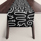 Abstract black and white line doodle pattern Table Runner Gallery Image 1