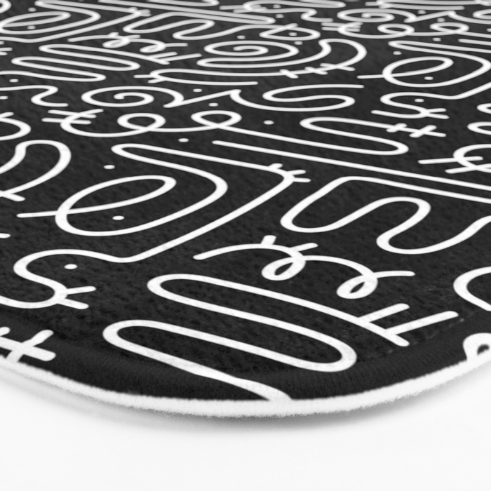 Abstract black and white line doodle pattern Bath Mat Gallery Image 3