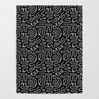 Abstract black and white line doodle pattern Poster Gallery Image 4